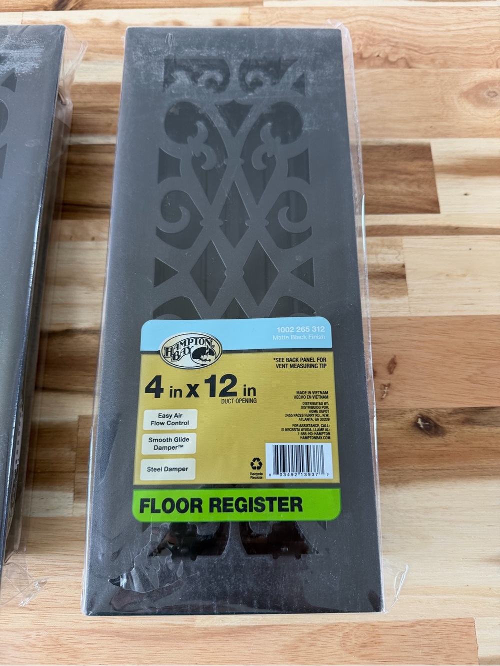 New Hampton Bay Matte Black 4 x 12 in Floor Register